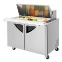 Turbo Air TST-48SD-18-N 48-1/4" Super Deluxe Series Mega Top Insulated Self-Contained Refrigeration Salad / Sandwich Food Prep Table With 18 Condiment Pans And 9-1/2" Cutting Board, 15 Cubic Feet, 115 Volts