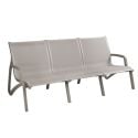 Grosfillex US003289 Sunset 78 3/4" Solid Gray Colored Sling On Platinum Gray Frame Armless Stackable Resin Outdoor Sofa