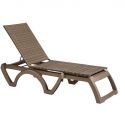 Grosfillex US435181 Java 30" Taupe Stackable All-Weather Wicker Resin Chaise Without Arms