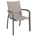 Grosfillex US644288 Monte Carlo Solid Gray / Volcanic Black Outdoor Stacking Armchair