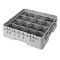 Cambro 16C414151 Soft Gray 16 Compartment Full Size 4-1/4" Camrack Cup Rack With Extender