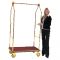 Aarco LC-2B Stainless Steel Brass Finish Luggage Cart with Clothing Rail - 42" x 24" Platform
