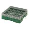 Cambro 16S318119 Sherwood Green 16 Compartment 3-5/8" Full Size Camrack Glass Rack w/ 1 Extender
