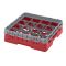 Cambro 16S318163 Red 16 Compartment 3-5/8" Full Size Camrack Glass Rack w/ 1 Extender