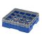 Cambro 16S318168 Blue 16 Compartment 3-5/8" Full Size Camrack Glass Rack w/ 1 Extender