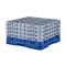 Cambro 25S900168 Blue 25 Compartment 9-3/8" Full Size Camrack Glass Rack with 4 Extenders