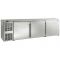 Perlick BBSLP84_SSLSDC Low-Profile 29" Height Stainless Steel 84" Wide Left-Side Condenser 3 Solid Door 3-Shelf 20.7 Cubic ft Capacity Back Bar Cabinet On 3 3/4" Casters, 120 Volts 1/3 HP
