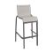 Grosfillex US300288 Sunset 22 1/2" Solid Gray Colored Textilene Sling Stacking Outdoor Armless Barstool With Volcanic Black Colored Aluminum Frame