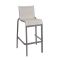 Grosfillex US300289 Sunset 22 1/2" Solid Gray Colored Textilene Sling Stacking Outdoor Armless Barstool With Platinum Gray Colored Aluminum Frame