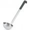 Vollrath 4980220 Black Kool-Touch 2 oz JP Jacob's Pride Collection One-Piece Heavy-Duty Stainless Steel Serving Ladle With 9 7/8" Black Insulated Heat-Resistant Hook Handle