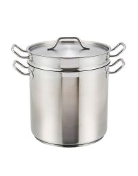 Winco SSDB-20 Stainless Steel 20 Qt. Double Boiler with Cover