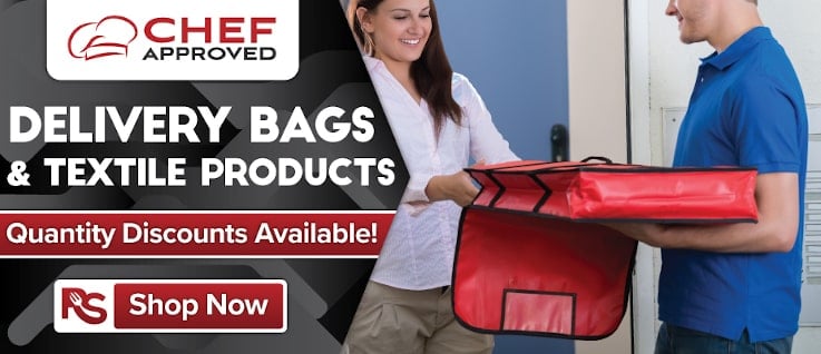 Chef Approved delivery bags and textile products banner advertisement